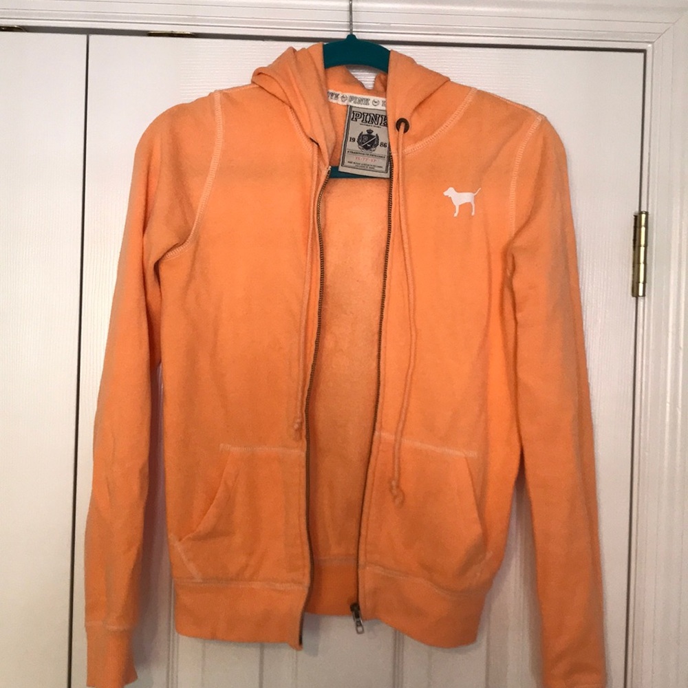 *Victorias Secret Pink* Orange Zip Up Hoodie